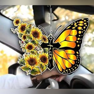 Car decor or keychain cross and butterfly